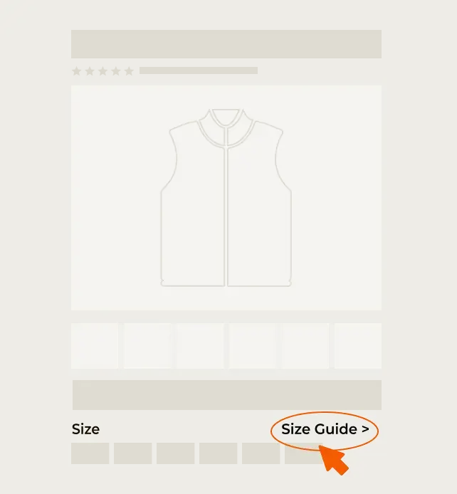 ororo | Wo Sie die Größentabelle auf der Produktseite auf Mobilgeräten finden